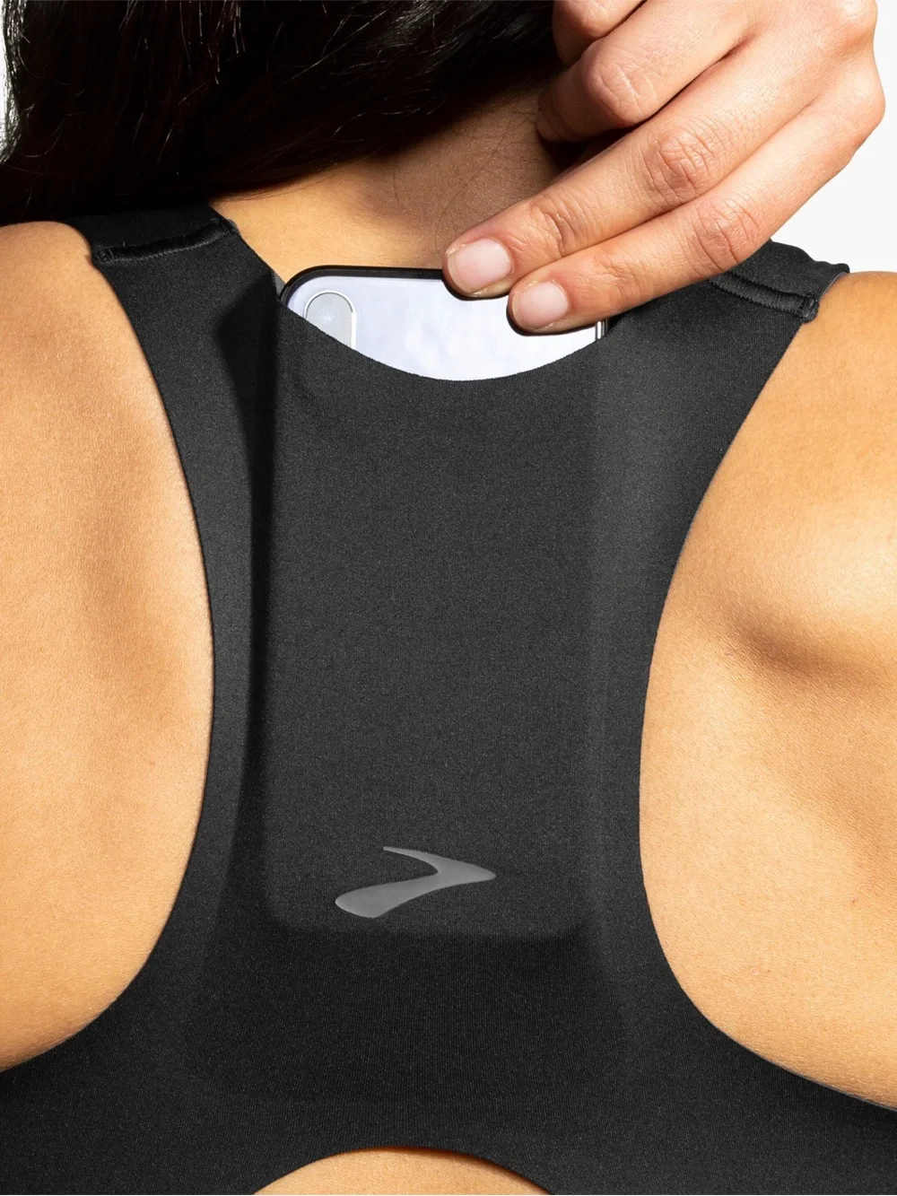 Brooks 3 Pocket Black High-Impact Racerback Sports Bra- Activewear